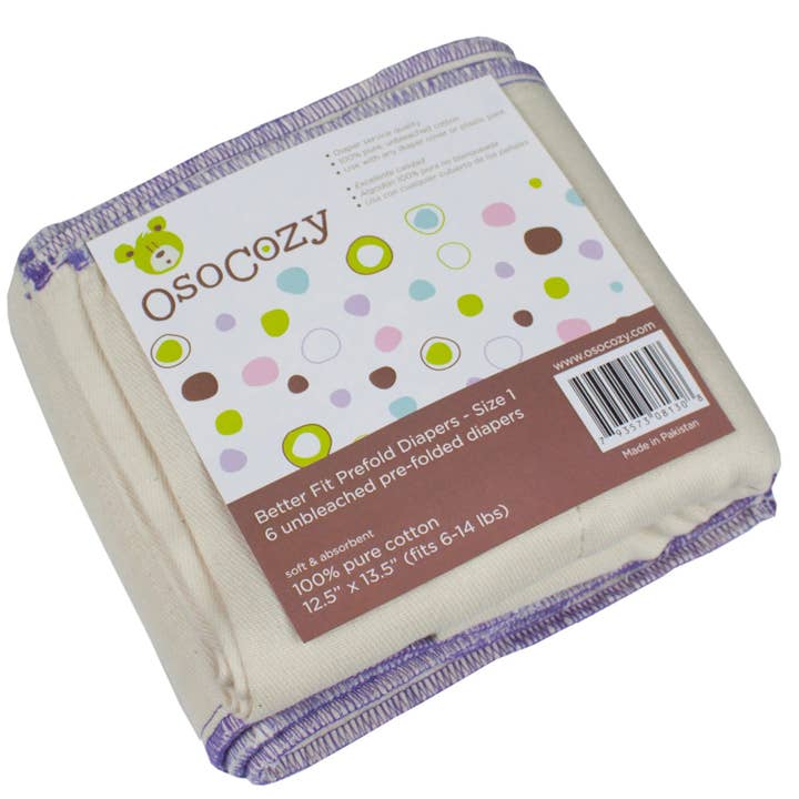 OsoCozy - Wholesale Nappy (cloth) – Baby - OsoCozy Prefolds Better Fit Sizing Cloth Diapers - 6 Packs