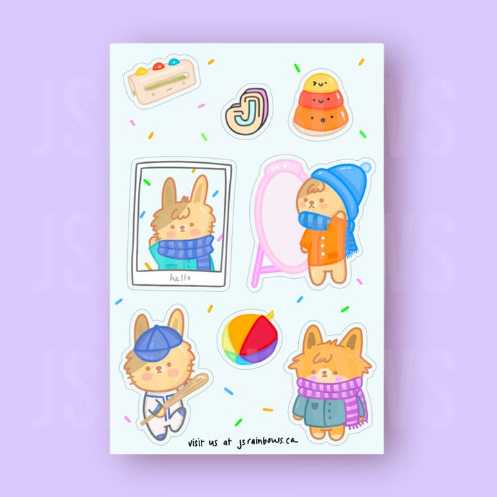 Welcome Bunguu the Bunny - Waterproof Vinyl Sticker Sheet for wholesale by J’s Rainbows