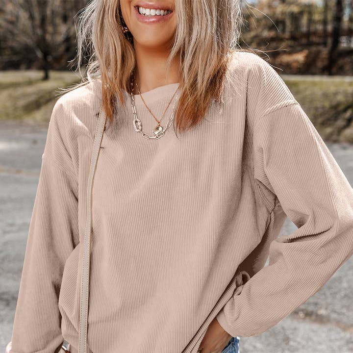 Apricot Ribbed Corduroy Oversized Sweatshirt and other Purchase Wholesale corduroy sweatshirt. Free Returns & Net 60 Terms on Faire trending on Faire.
