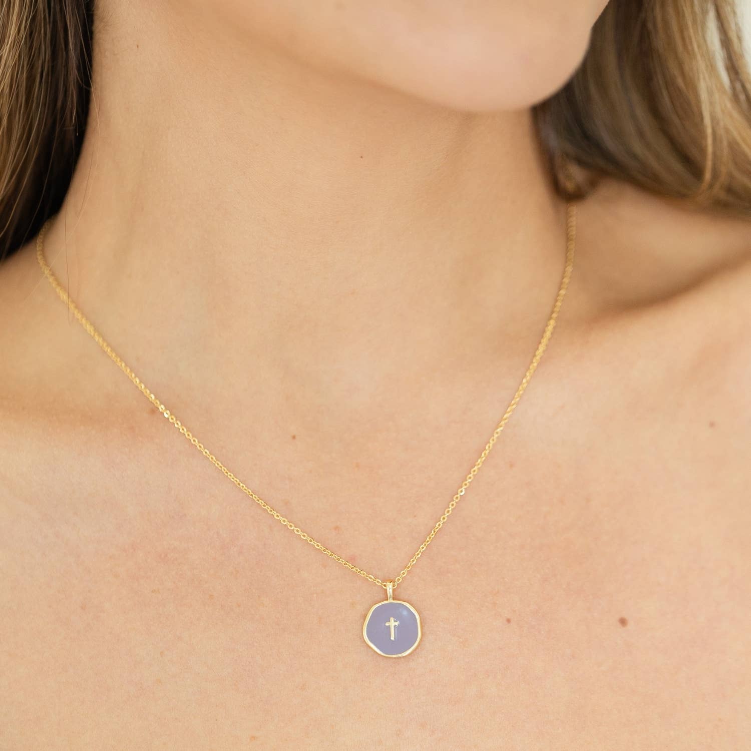 Splendid Iris - Wholesale Pendant/Charm Necklace - Tiny Cross Pendant Necklace7