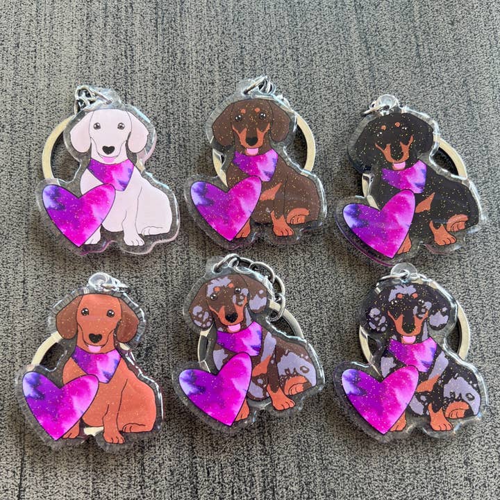 Dachshund Keychain (6 options!) for wholesale by Always Autumn