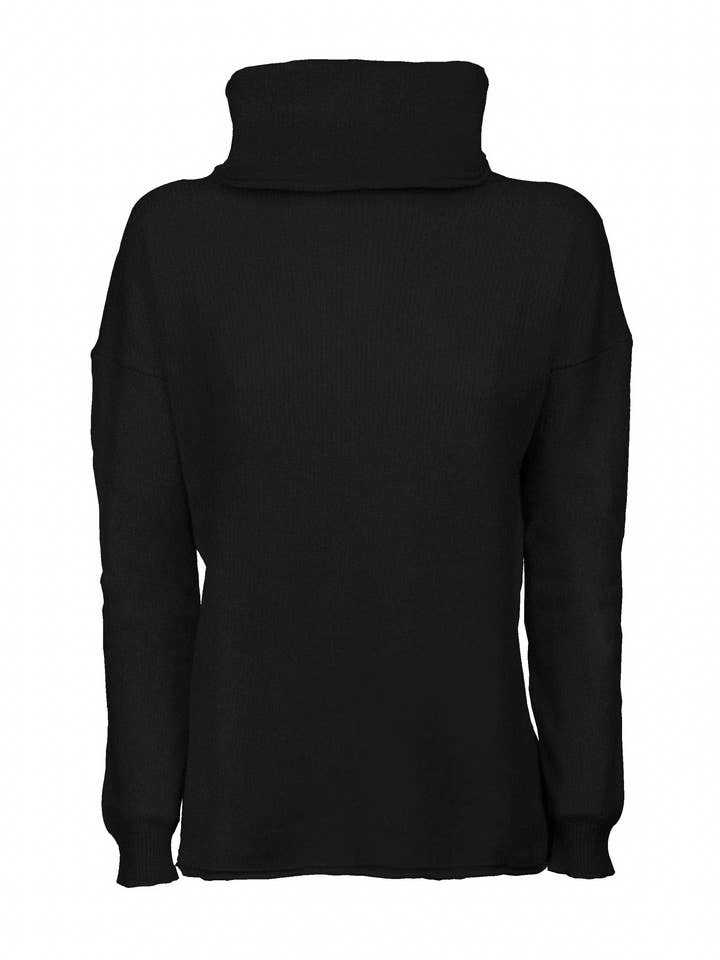 Women's Oversized Cashmere Cowl Neck Sweater Black for wholesale on Faire