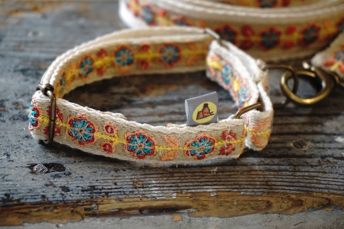 hundsfutter - Wholesale Pet Collar Charm - Dog - Fine natural cotton collar for summer with leash6