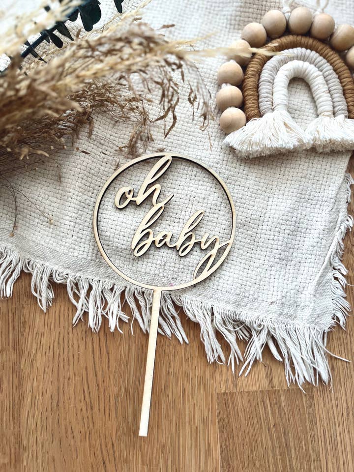 Cake topper "Oh Baby" per la vendita all'ingrosso da parte di Little L. Conceptstore