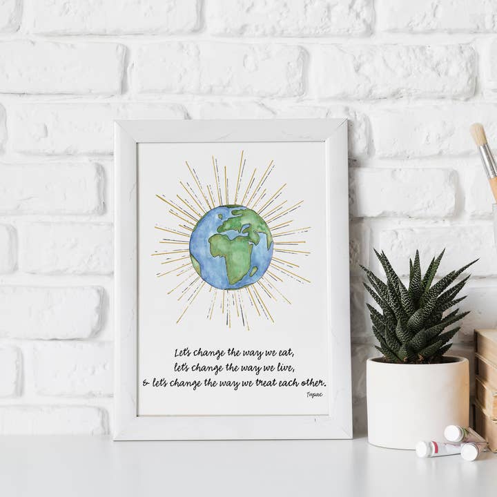 Let's Change Earth//Tupac (2Pac) - Impression à l'aquarelle pour la vente par Abigail Leigh Designs