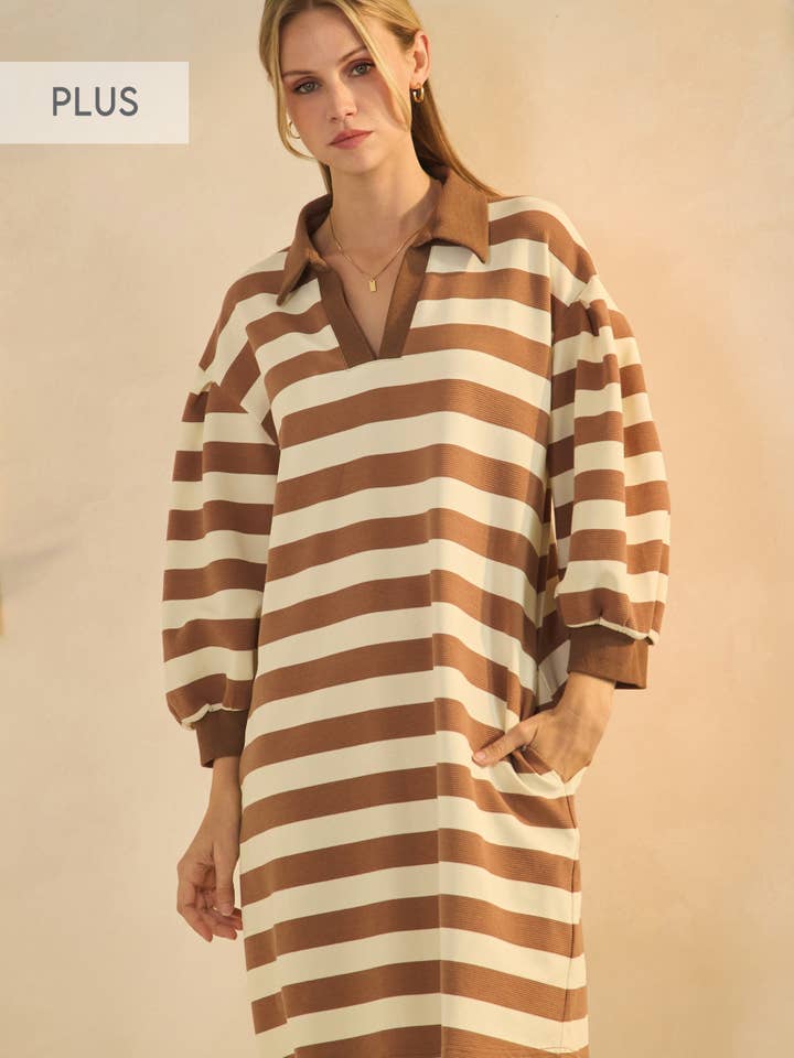 Plus Striped Ottoman Dress for wholesale by Oddi