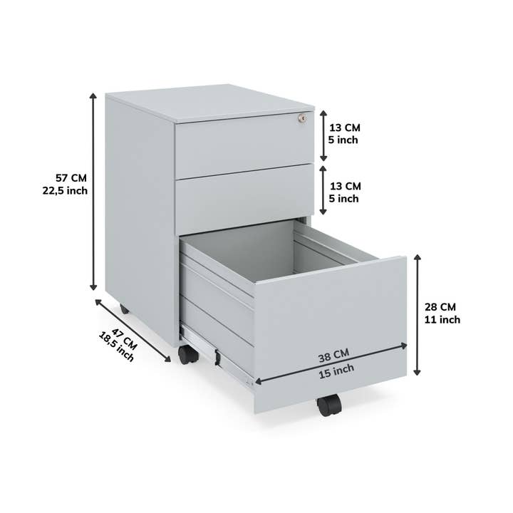 CEHA USA - Venta al por mayor Armario - Archivador móvil Ceha de 2+1 cajones con cerradura6