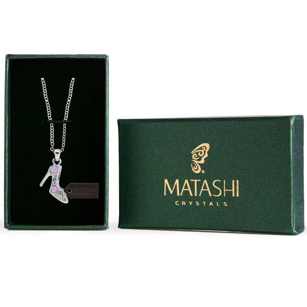 Matashi - Wholesale Pendant/Charm Necklace - Women's Rhodium Plated Necklace with Stiletto Shoe Design2