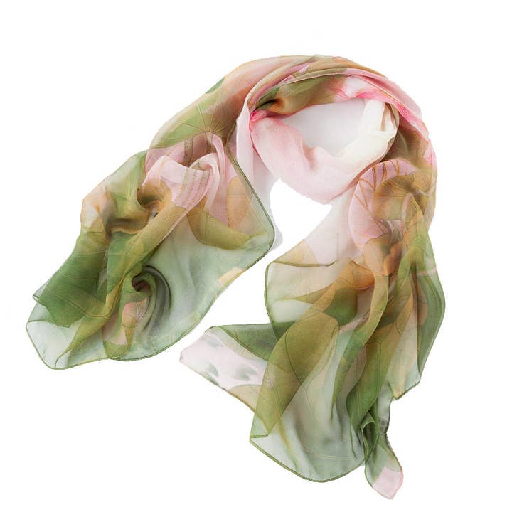 SC-Chiffon Lotus Olive | Écharpe en mousseline pour la vente par SignareArt