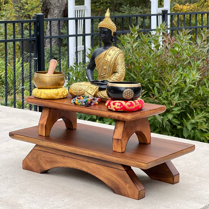 Lungta Imports - Wholesale Meditation Supplies - Premium Solid Wood Hand Carved Personal Shrine Altar Meditat