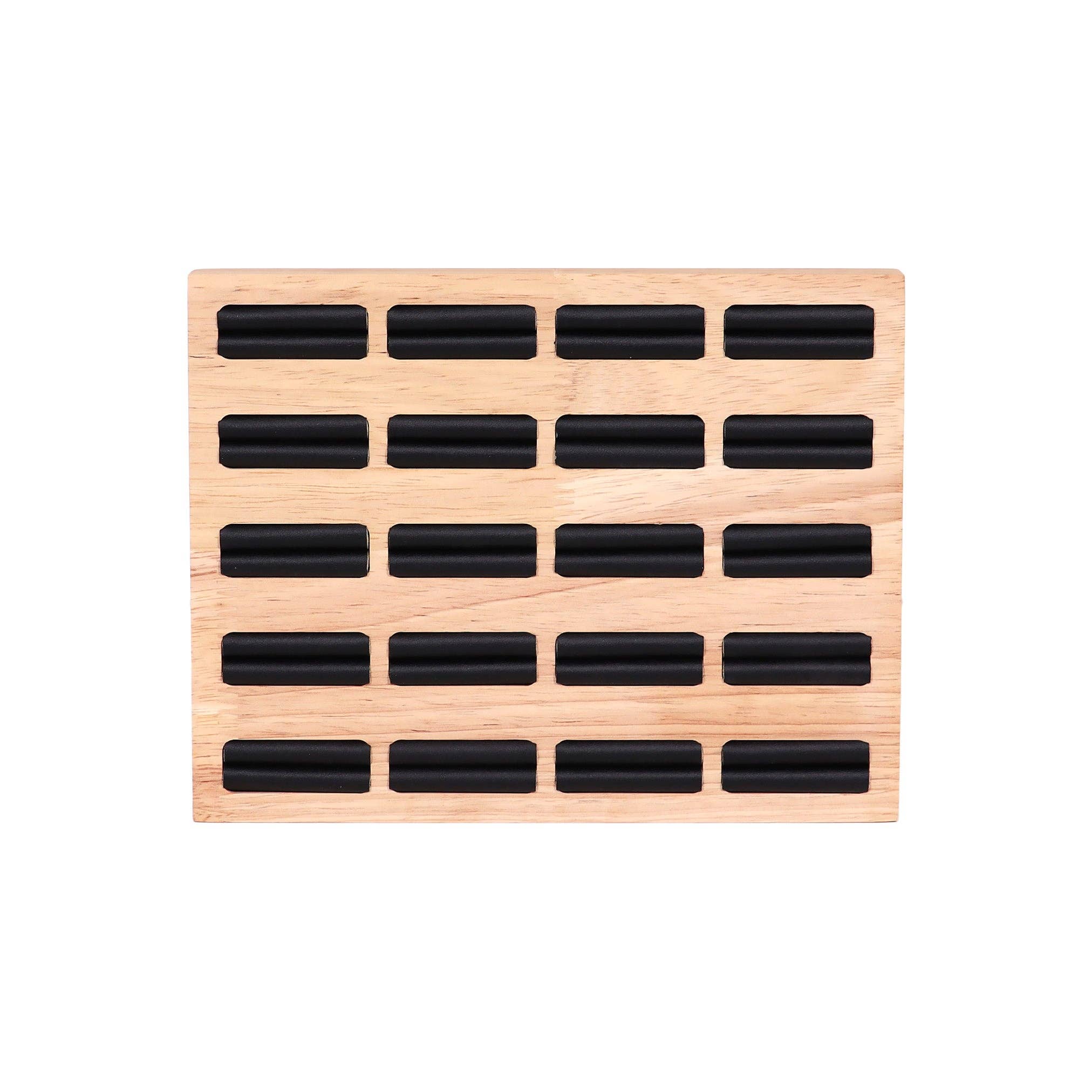 WJW - Wholesale Jewelry Stand & Display - Natural Wood & Leather 20 Unit Slotted Ring Display1