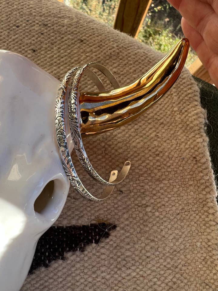 Sterling Silver Floral Bangle #22 for wholesale by Desert Darlings Silver