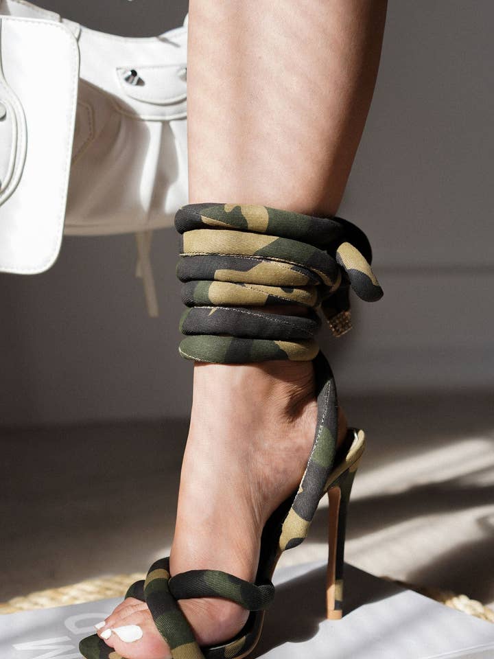 Padded Lace Up Sandal - Camouflage for wholesale by Italy's Kloset