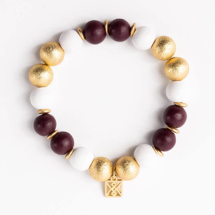 Armbånd Nori Maroon & Hvid for engroshandel hos Michelle McDowell