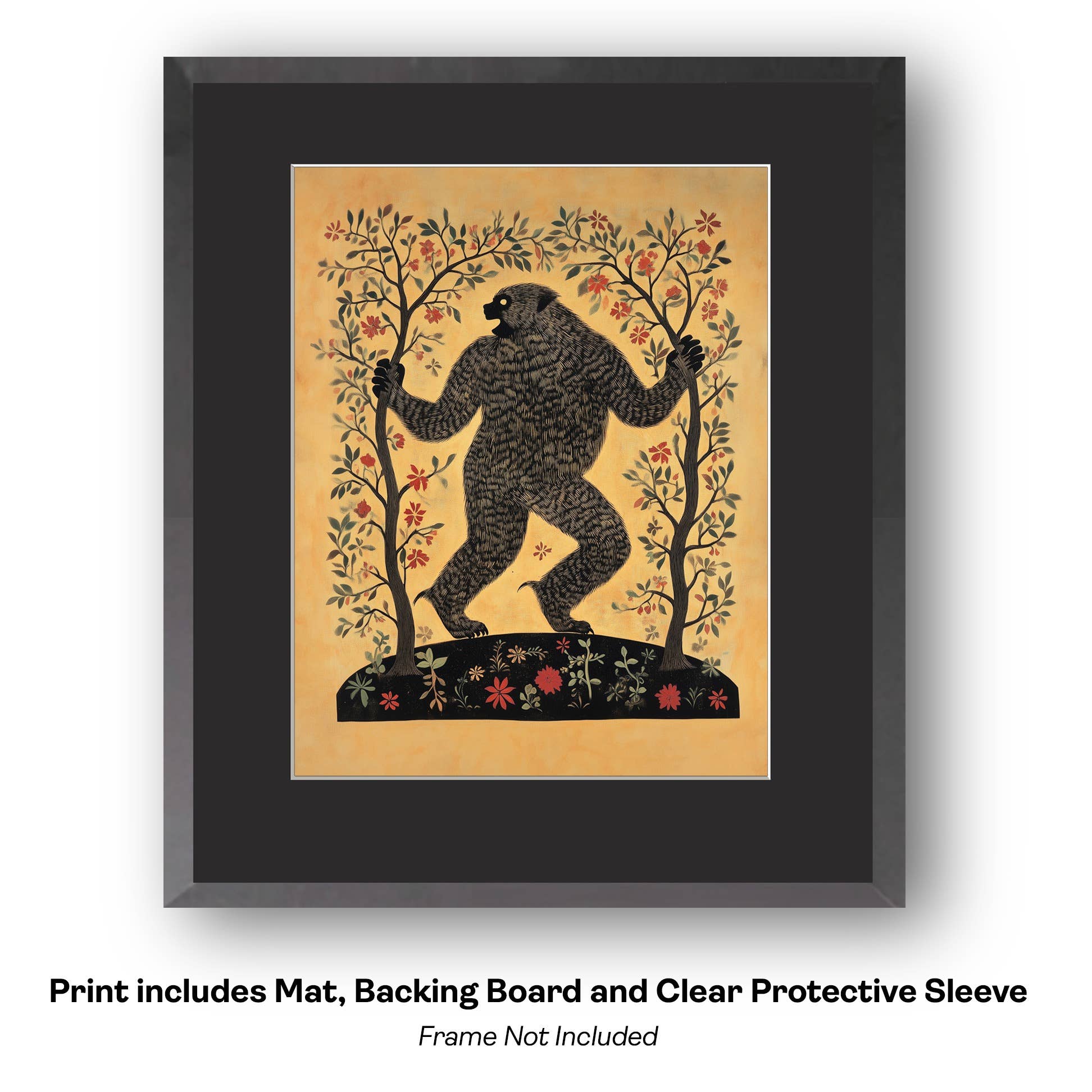 Mowbi - Vendita all'ingrosso Stampa artistica - Tipo Tosto, Bigfoot: Credi in Te Stesso - Stampe d'Arte di Criptidi - Stampe di Bigfoot – Opera d'Arte 8″x8″ in Passepartout 12″x12″19