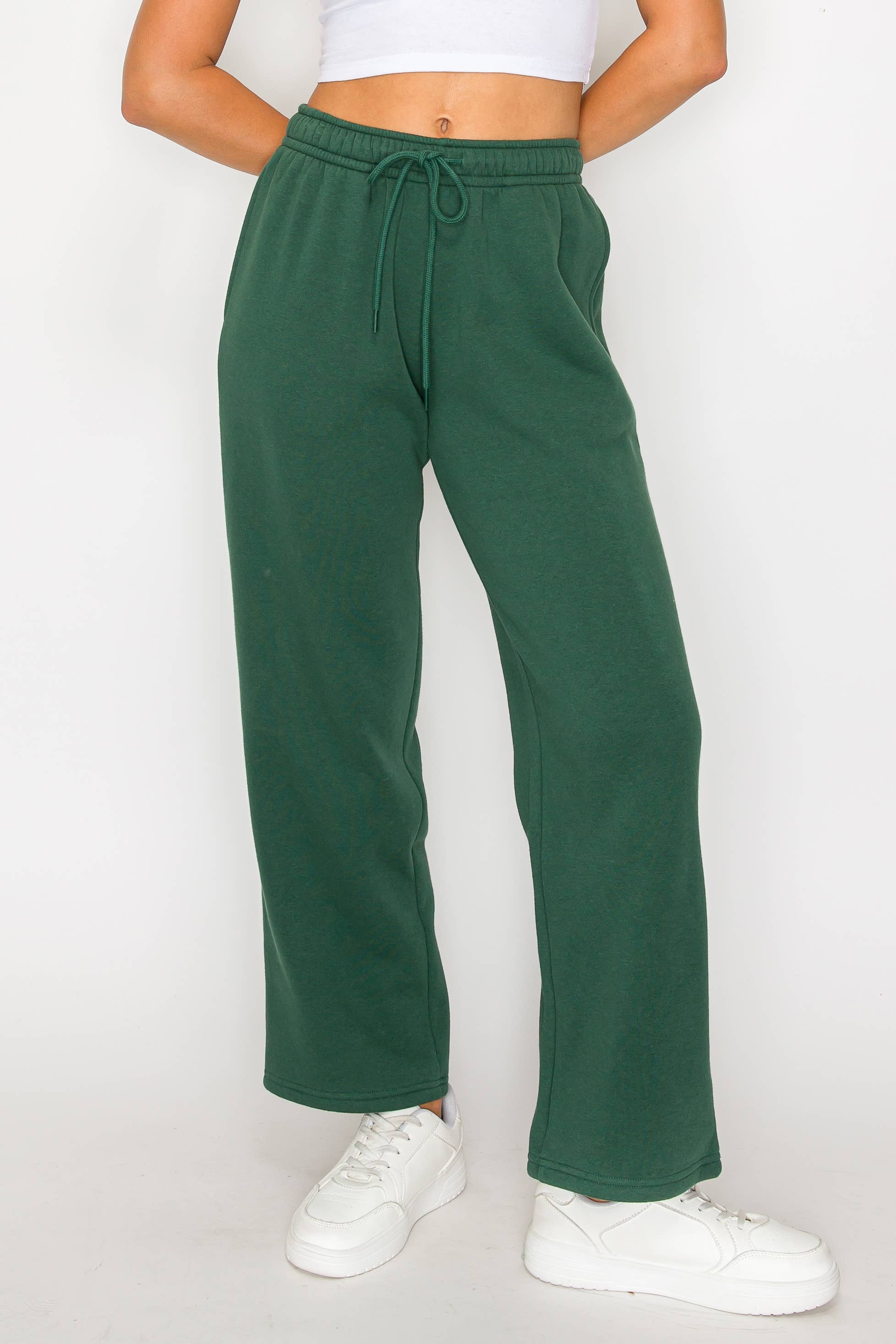 Color 5 – wholesale Mjukis- och joggingbyxor – Dam – Fleecelineda raka byxor i enfärgad färg med ficka14