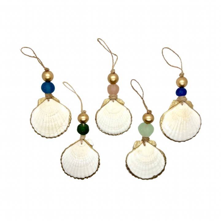 The Gilded Shell - Venta al por mayor Adornos - Adorno navideño costero de vieira dorada5
