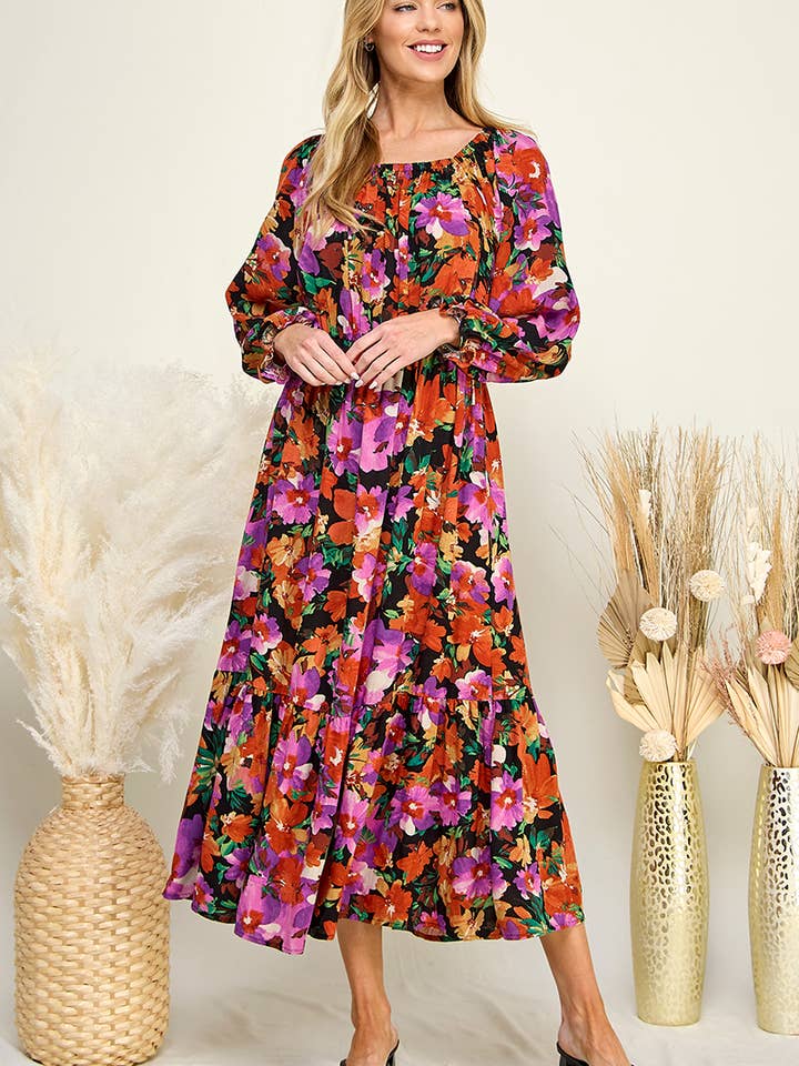 232114D-Blomstret Kjole for engroshandel hos Chris & Carol Apparel