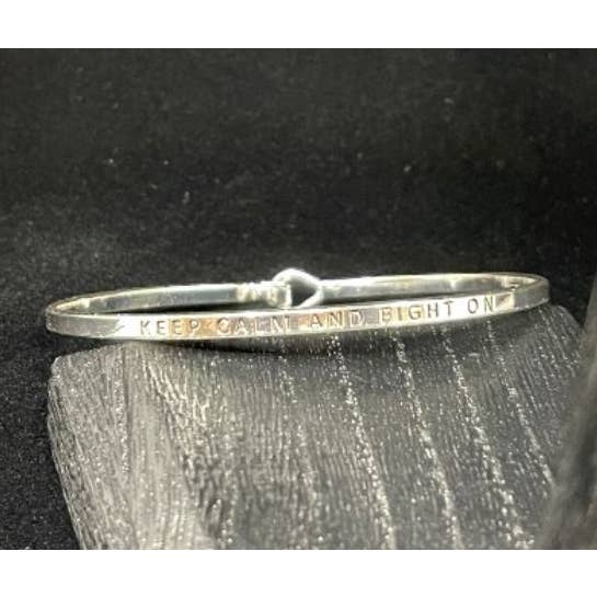 0011 PREMIERE - Wholesale Bangle Bracelet - FR6481 KEEP CALM AND FIGHT ON (NO Ribbon)_3mm Message Bangle