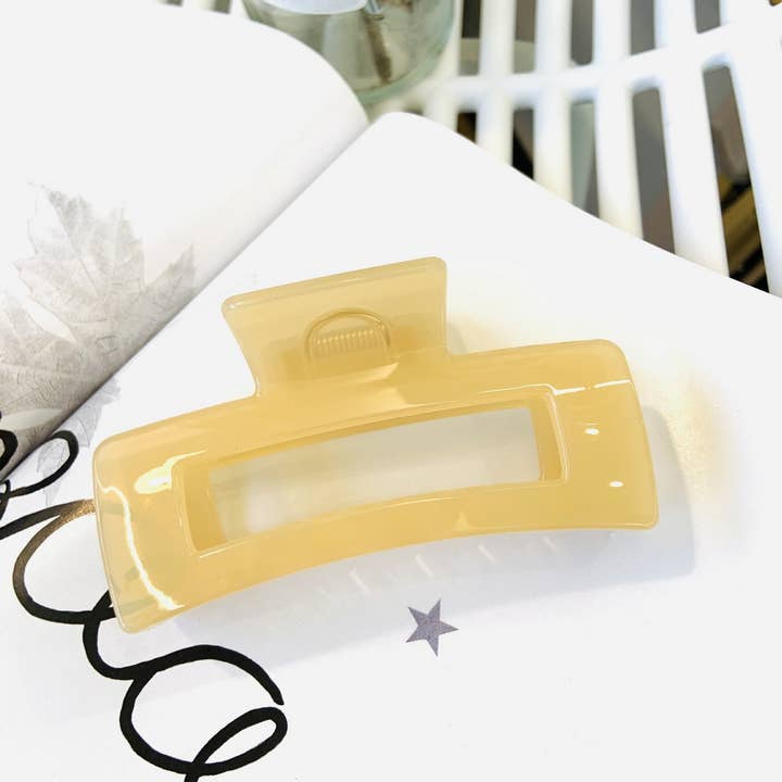 NINEXIS - Wholesale Hair Clip - Women's - CWAHA1557_4.13"SIMPLE RECTANGLE HAIR CLAW CLIP