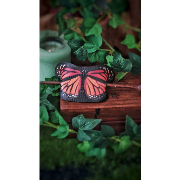 Costurero Real – wholesale Hårspänne - Dam – Monarch fjäril hår Barrette Vegan läder Cottagecore2