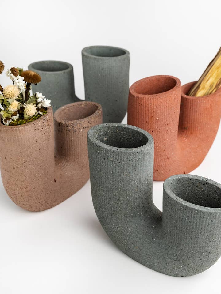 U Shape Concrete Vase for wholesale by NATURAL BY HAGELSIEB