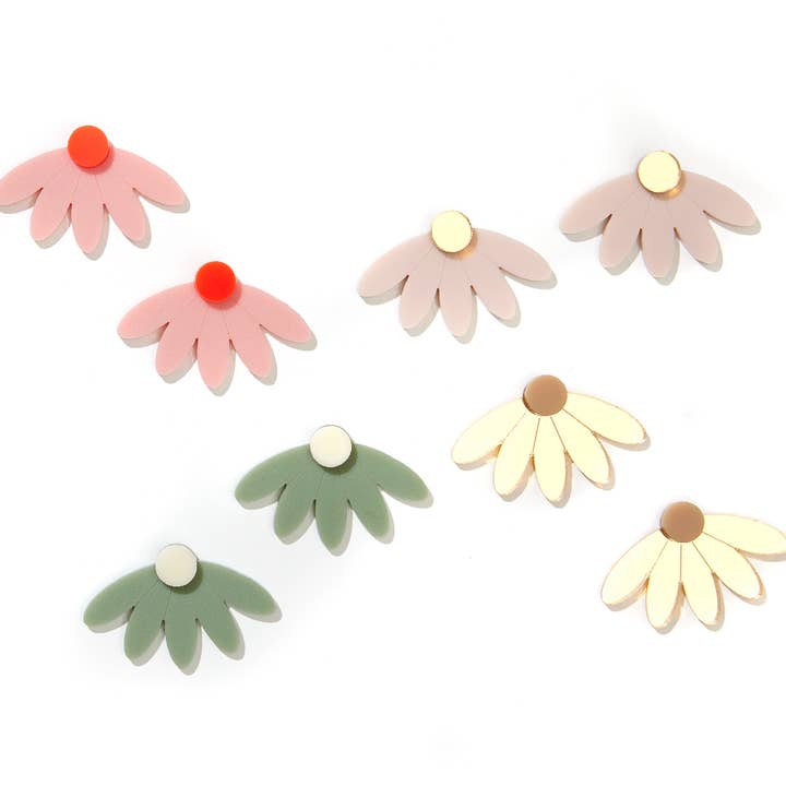 Fleur Flower Studs // select colour for wholesale by Emeldo