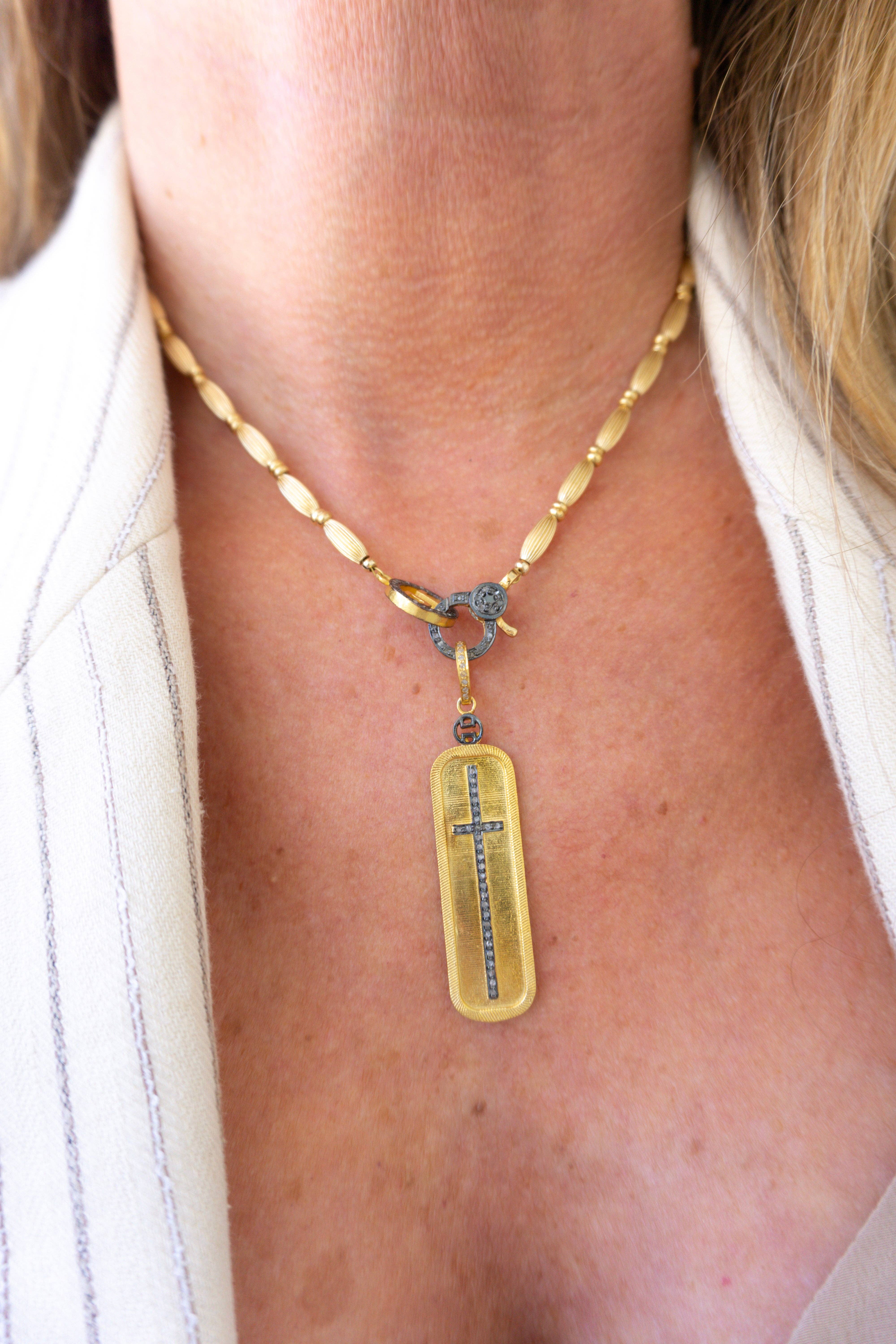 Harvest Jewels - Wholesale Pendant/Charm Necklace - Centerline Cross - Two-Tone1