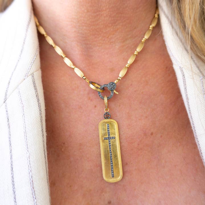 Harvest Jewels - Wholesale Pendant/Charm Necklace - Centerline Cross - Two-Tone1
