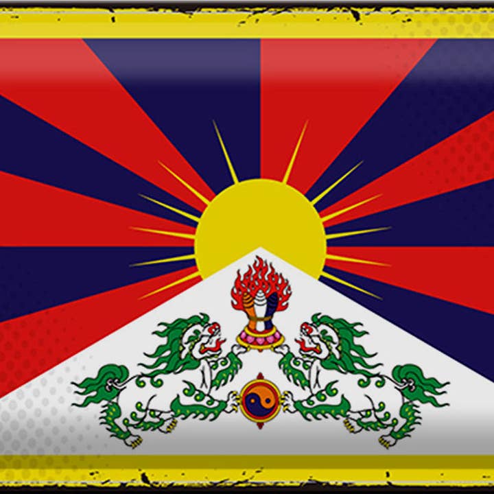 Bandeira Sinal de Estanho Tibetana 30 x 20 cm Bandeira Retro do Tibete por atacado de Femer