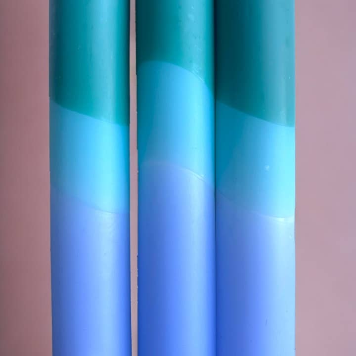 The Colour Emporium - Wholesale Tapered Candle/Candlestick - SAGE SERENITY Dip Dye Dinner Candles Trio