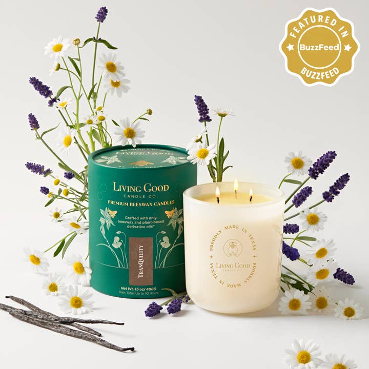 Tranquility - Beeswax Candle - Chamomile & Lavender for wholesale by Living Good Candle Co.
