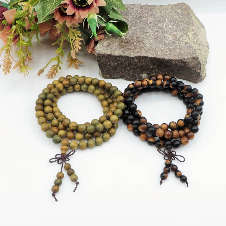 Atisha Spiritual Shop - Vendita all'ingrosso Bracciale con perline - KADAM ~ JAPAMALA 108 grani in legno di sandalo naturale - Bracciale / Collana - sandalwood