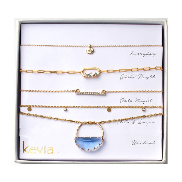 Horizon Blue Stone Necklace Set for wholesale by Kevia