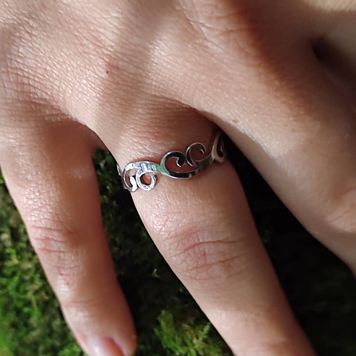 Alliance arabesque celtique - acier inoxydable argenté for wholesale by Jardin des Druides