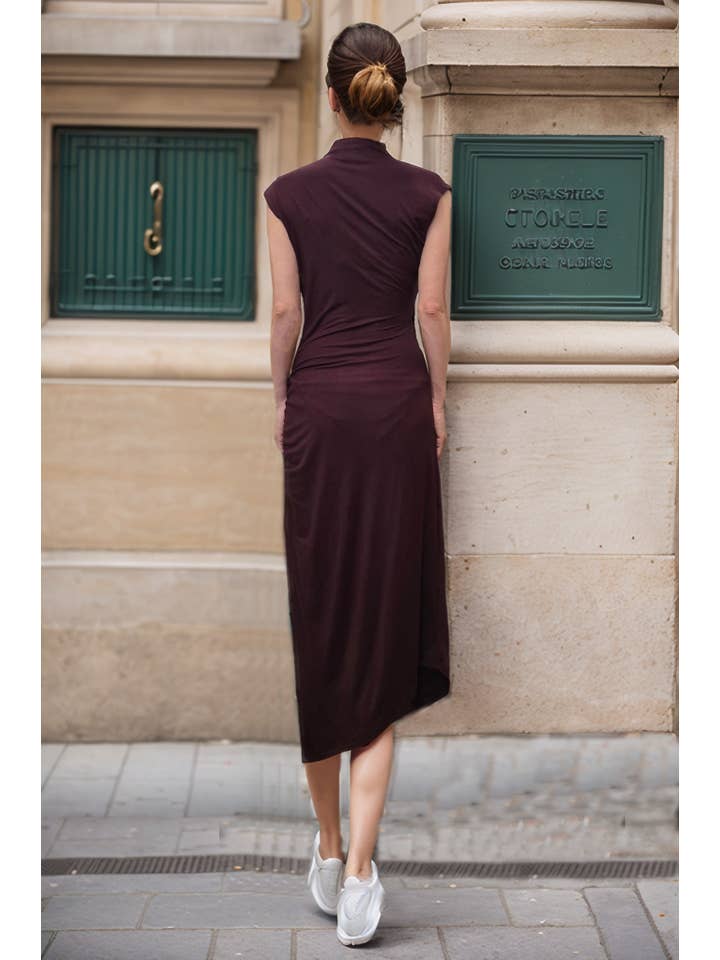 DARK WINE JENNY MIDI DRESS (DARK WINE)-VD3401 for wholesale on Faire2
