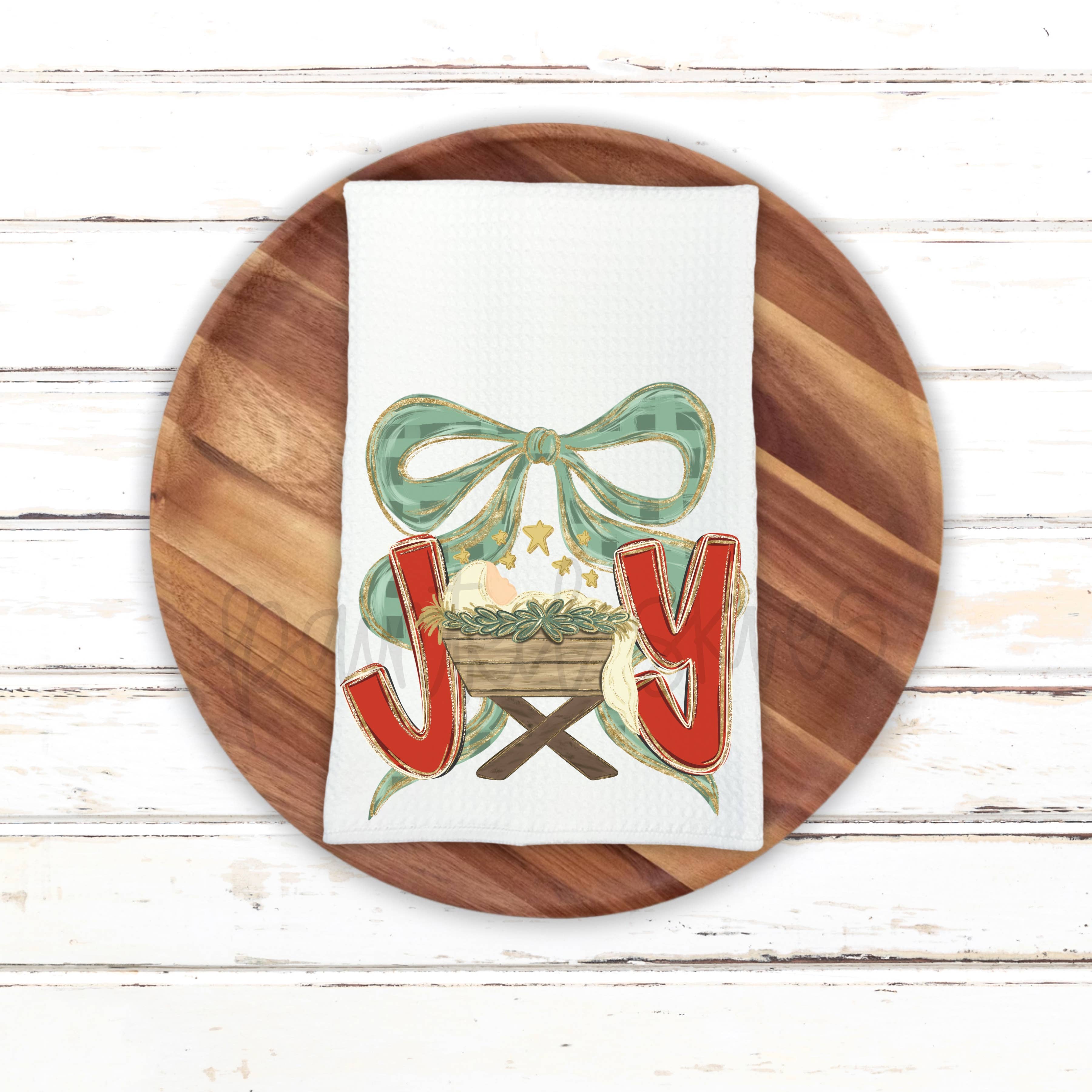 Painted Skies - Vente Torchons - Joyeux Bébé Jésus Mangeoire Serviette de Cuisine0