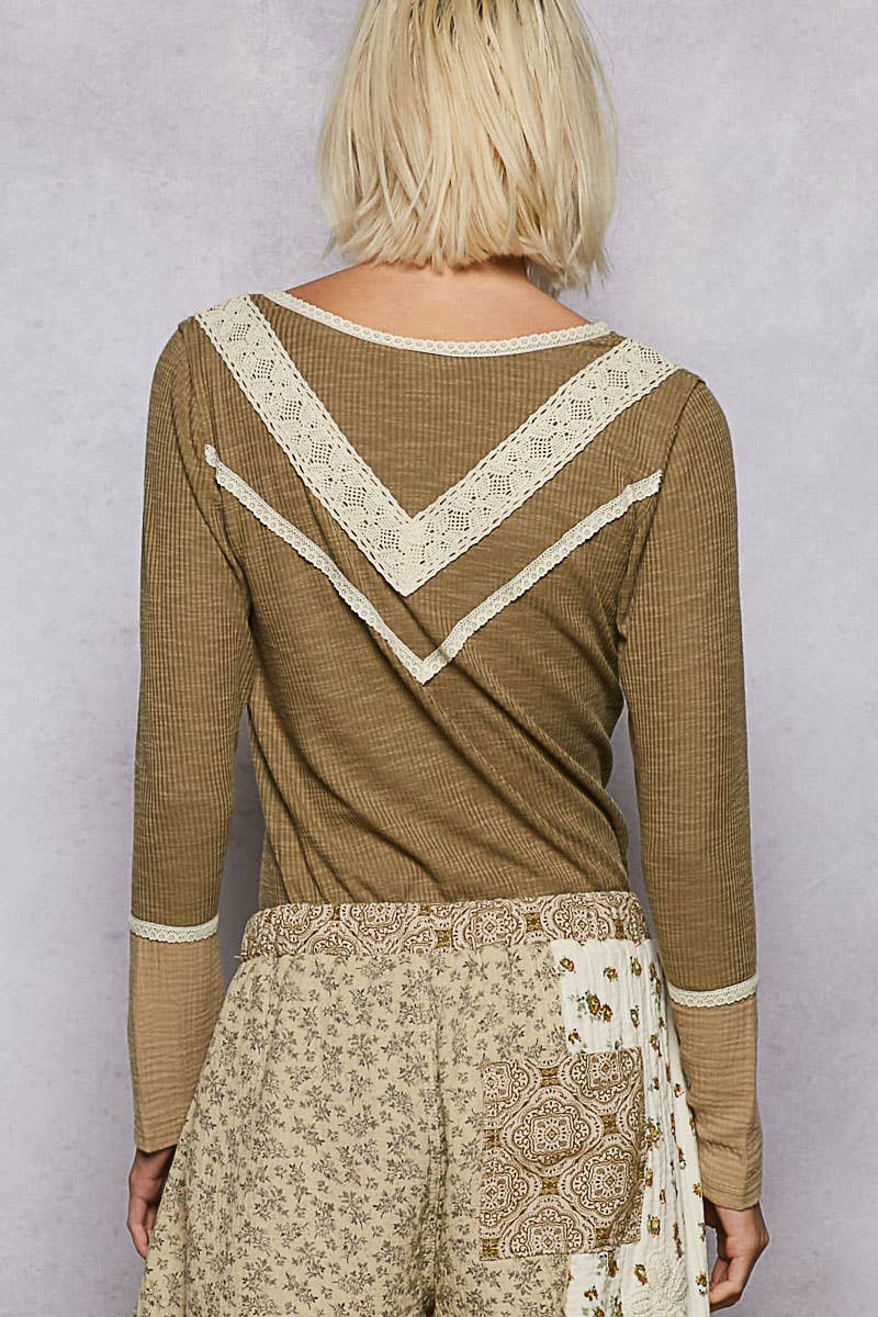 Pol Clothing - Wholesale Knit Top - Women's - Long sleeve double gauze solid knit rib top9