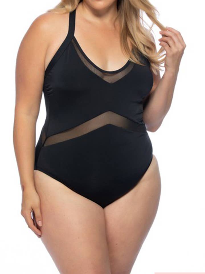 Plus Solid Swimsuit for wholesale by Vanilla Monkey