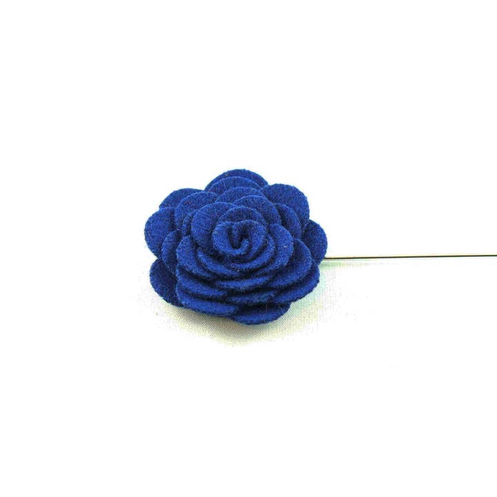Navy Blue Wool Lapel Flower for wholesale by Aristocrats Bows N Ties
