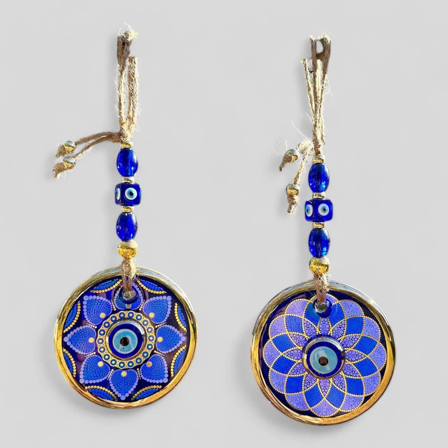 Guzel Handcrafts - Wholesale Wall Accent - Dual Layer Gold Trim Wall Hanging Evil Eye Nazar Boncuk Mal De Ojo, Modern Boho Style Home Decor -- Dot Art Mandala0