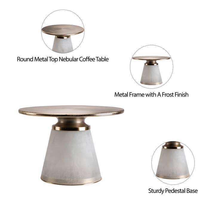 Sagebrook Home - Wholesale Coffee Table - Metal Glass Round Coffee Table Pedestal Base - Clear, 17 in.2