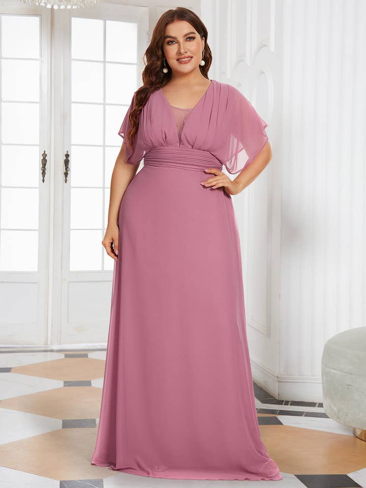 Ever-Pretty - Wholesale Dress - Women's - Plus Size A-Line Empire Waist Maxi Evening Party Dress5