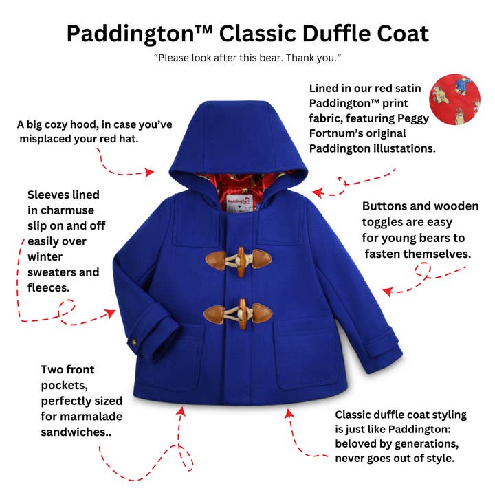 Little Goodall – Casaco - Criança por atacado – Casaco clássico de lã Paddington com capuz2