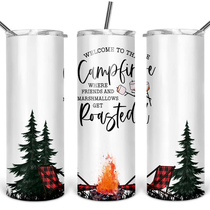 Velkommen til lejrbålet 20 oz Skinny Tumbler | Sommer Tumbler for engroshandel hos DIYxe