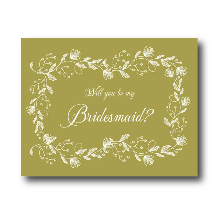 Peyton's Post - Wholesale Wedding Card - Will you be my Bridesmaid Greeting Card - Green Florals 0