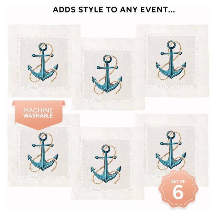 Jolitee - Wholesale Dinner & Cloth Napkin - Hemstitch Napkins - Nautical, Four Styles to Choose From9
