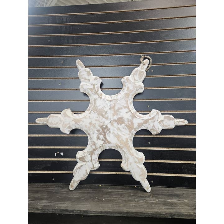 Wholesale Home Decor - Wholesale Christmas Decoration - White Washed 3D Wooden Snowflake 48in X 48in- Pallet Order3