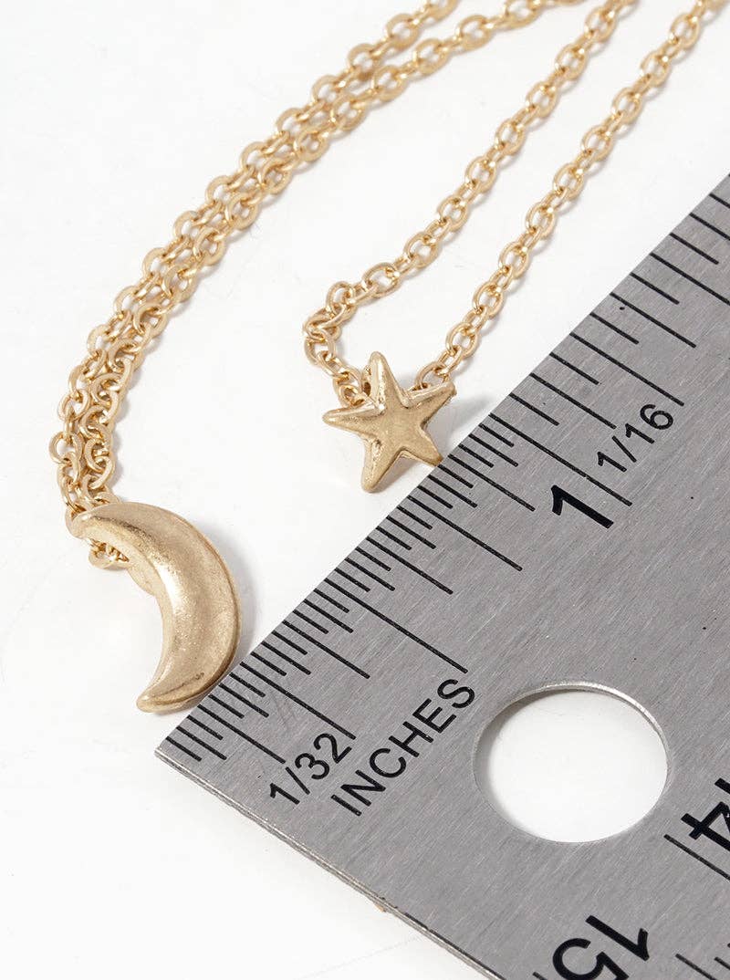 Wild Honey - Wholesale Pendant/Charm Necklace - Moon And Star Pendant Layered Necklace2