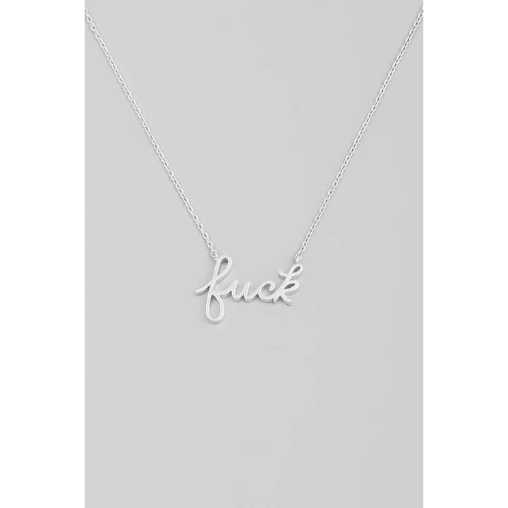 The Looks by Fame Accessories - Wholesale Pendant/Charm Necklace - Handwritten Fuck Pendant Necklace